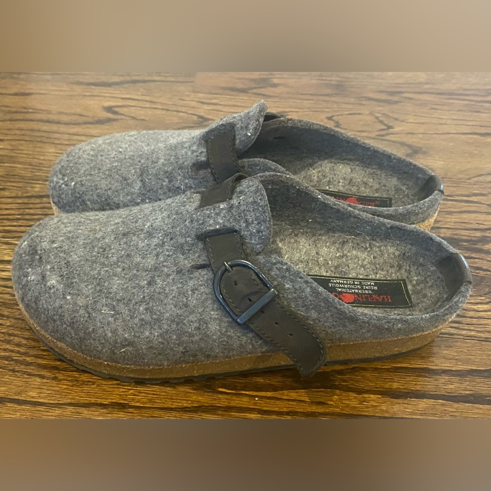 Woman's Haflinger Gray Wool Slip-on Clogs Size 41 EUC
